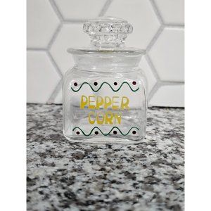 Vintage Glass Hand Painted Peppercorn Storage Jar 2.25" x 2"